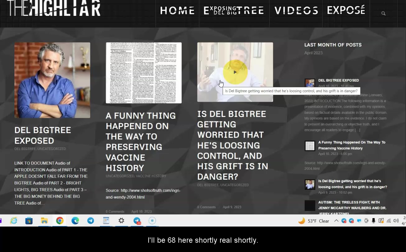 Check Out My Newest Website “DelBigtreeExposed.com” Del Bigtree Exposed Website